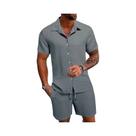 Conjunto De Polo Esportivo Masculino Primavera Verão, Cor Sólida, Camiseta De Manga Curta Solta Com