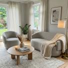 Conjunto de Poltrona + Namoradeira Decorativa Sala Estar Orgânica Beatriz Boucle Cinza Claro - Montanaris Decor