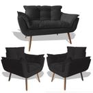 Conjunto De Poltronas 2 Opalas E 1 Namoradeira Preto - King Decor