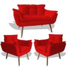 Conjunto De Poltronas 2 Opalas E 1 Namoradeira Vermelho - King Decor
