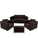 Conjunto De Poltronas E Mesa Classe A Marrom Tabaco