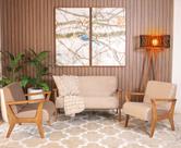 Conjunto de Poltronas Estofadas em Madeira Maciça Cléo Marrom Claro Straub Web