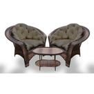Conjunto de Poltronas Fibra Sintética 19 - 2 Poltronas + 1 Mesa Centro - Tecido Duna Fendi