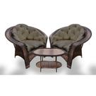 Conjunto de Poltronas Fibra Sintética 19 - 2 Poltronas + 1 Mesa Centro - Tecido Duna Fendi