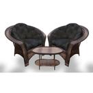 Conjunto de Poltronas Fibra Sintética 19 - 2 Poltronas + 1 Mesa Centro - Tecido Duna Preto