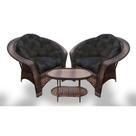 Conjunto de Poltronas Fibra Sintética 19 - 2 Poltronas + 1 Mesa Centro - Tecido Duna Preto