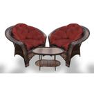 Conjunto de Poltronas Fibra Sintética 19 - 2 Poltronas + 1 Mesa Centro - Tecido Duna Vermelho