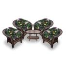 Conjunto de Poltronas Fibra Sintética 19 - 4 Poltronas + 1 Mesa Centro - Tecido Acordes