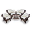 Conjunto de Poltronas Fibra Sintética 19 - 4 Poltronas + 1 Mesa Centro - Tecido Duna Cru