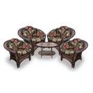Conjunto de Poltronas Fibra Sintética 19 - 4 Poltronas + 1 Mesa Centro - Tecido Maui Preto
