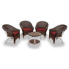 Conjunto de Poltronas Fibra Sintética Alumínio Berlim - 4 Poltronas + 1 Mesa Centro - Tecido Duna Vermelho
