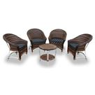 Conjunto de Poltronas Fibra Sintética Alumínio Berlim - 4 Poltronas + 1 Mesa Centro - Tecido Nautical Marinho