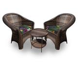 Conjunto de Poltronas Fibra Sintética Bali - 2 Poltronas + 1 Mesa Centro - Tecido Acordes
