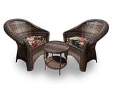 Conjunto de Poltronas Fibra Sintética Bali - 2 Poltronas + 1 Mesa Centro - Tecido Maui Preto