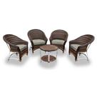 Conjunto de Poltronas Fibra Sintética Bali Alumínio - 4 Poltronas + 1 Mesa Centro - Tecido Cabanas Conjunto de Poltronas Fibra Sintética Bali Alumínio - 4 Poltronas + 1 Mesa Centro - Tecido Cabanas