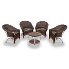 Conjunto de Poltronas Fibra Sintética Bali Alumínio - 4 Poltronas + 1 Mesa Centro - Tecido Maui Preto