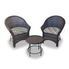 Conjunto de Poltronas Fibra Sintética Bali Promo - 2 Poltronas + 1 Mesa Centro - Tecido Costela de adão verde
