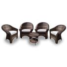 Conjunto de Poltronas Fibra Sintética Berlim - 4 Poltronas + 1 Mesa Centro - Tecido Duna Cru