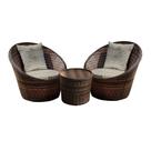 Conjunto de Poltronas Fibra Sintética Bola - 2 Poltronas + 1 Mesa Centro - Tecido Cabanas