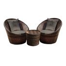 Conjunto de Poltronas Fibra Sintética Bola - 2 Poltronas + 1 Mesa Centro - Tecido Duna Fendi