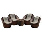 Conjunto de Poltronas Fibra Sintética Bola - 4 Poltronas + 1 Mesa Centro - Tecido Cabanas Conjunto de Poltronas Fibra Sintética Bola - 4 Poltronas + 1 Mesa Centro - Tecido Cabanas