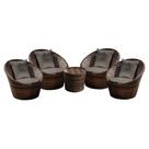 Conjunto de Poltronas Fibra Sintética Bola - 4 Poltronas + 1 Mesa Centro - Tecido Duna Fendi