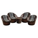 Conjunto de Poltronas Fibra Sintética Bola - 4 Poltronas + 1 Mesa Centro - Tecido Illimani Preto