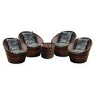 Conjunto de Poltronas Fibra Sintética Bola - 4 Poltronas + 1 Mesa Centro - Tecido Palmares Petróleo Conjunto de Poltronas Fibra Sintética Bola - 4 Poltronas + 1 Mesa Centro - Tecido Palmares Petróleo