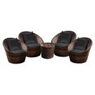 Conjunto de Poltronas Fibra Sintética Buenos Aires - 4 Poltronas + 1 Mesa Centro - Tecido Duna Preto Conjunto de Poltronas Fibra Sintética Buenos Aires - 4 Poltronas + 1 Mesa Centro - Tecido Duna Preto