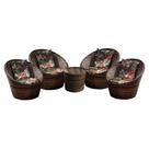 Conjunto de Poltronas Fibra Sintética Buenos Aires - 4 Poltronas + 1 Mesa Centro - Tecido Maui Preto