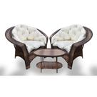 Conjunto de Poltronas Fibra Sintética Cairo - 2 Poltronas + 1 Mesa Centro - Tecido Duna Cru