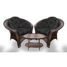 Conjunto de Poltronas Fibra Sintética Cairo - 2 Poltronas + 1 Mesa Centro - Tecido Duna Preto