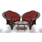 Conjunto de Poltronas Fibra Sintética Cairo - 2 Poltronas + 1 Mesa Centro - Tecido Duna Vermelho