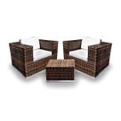 Conjunto de Poltronas Fibra Sintética Cidade do Cabo - 2 Poltronas + 1 Mesa Centro - Tecido Duna Cru