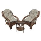 Conjunto de Poltronas Fibra Sintética Espreguiçadeira - 2 Poltronas + Mesa de Centro - Tecido Cabanas Conjunto de Poltronas Fibra Sintética Espreguiçadeira - 2 Poltronas + Mesa de Centro - Tecido Cabanas