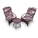 Conjunto de Poltronas Fibra Sintética Espreguiçadeira Promo - 2 Poltronas + Mesa Centro - Tecido Revieira Marrom