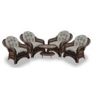 Conjunto de Poltronas Fibra Sintética Janaína - 4 Poltronas + 1 Mesa Centro - Tecido Cabanas
