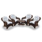 Conjunto de Poltronas Fibra Sintética Janaína - 4 Poltronas + 1 Mesa Centro - Tecido Duna Cru