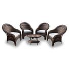 Conjunto de Poltronas Fibra Sintética Karibe - 4 Poltronas + 1 Mesa Centro - Tecido Duna Cru Conjunto de Poltronas Fibra Sintética Karibe - 4 Poltronas + 1 Mesa Centro - Tecido Duna Cru