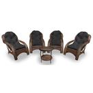 Conjunto de Poltronas Fibra Sintética Lisboa - 4 Poltronas + 1 Mesa Centro - Tecido Duna Preto