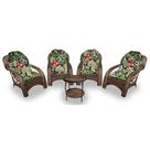 Conjunto de Poltronas Fibra Sintética Lisboa - 4 Poltronas + 1 Mesa Centro - Tecido Saquarema
