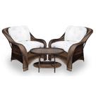 Conjunto de Poltronas Fibra Sintética Melo - 2 Poltronas + 1 Mesa Centro - Tecido Duna Cru