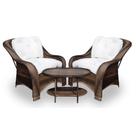 Conjunto de Poltronas Fibra Sintética Melo - 2 Poltronas + 1 Mesa Centro - Tecido Duna Cru
