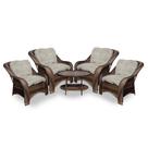 Conjunto de Poltronas Fibra Sintética Melo - 4 Poltronas + 1 Mesa Centro - Tecido Cabanas Conjunto de Poltronas Fibra Sintética Melo - 4 Poltronas + 1 Mesa Centro - Tecido Cabanas