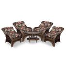 Conjunto de Poltronas Fibra Sintética Melo - 4 Poltronas + 1 Mesa Centro - Tecido Maui Preto