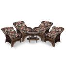 Conjunto de Poltronas Fibra Sintética Melo - 4 Poltronas + 1 Mesa Centro - Tecido Maui Preto