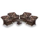 Conjunto de Poltronas Fibra Sintética Nairóbi - 4 Poltronas + 1 Mesa Centro - Tecido Maui Preto