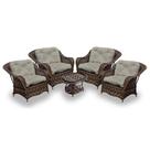 Conjunto de Poltronas Fibra Sintética Naja - 4 Poltronas + 1 Mesa Centro - Tecido Cabanas Conjunto de Poltronas Fibra Sintética Naja - 4 Poltronas + 1 Mesa Centro - Tecido Cabanas