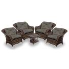 Conjunto de Poltronas Fibra Sintética Naja - 4 Poltronas + 1 Mesa Centro - Tecido Duna 2 Fendi