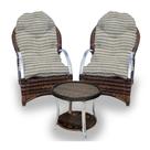 Conjunto de Poltronas Fibra Sintética Pequim Alumínio - 2 Poltronas + 1 Mesa Centro - Tecido Cabanas Conjunto de Poltronas Fibra Sintética Pequim Alumínio - 2 Poltronas + 1 Mesa Centro - Tecido Cabanas